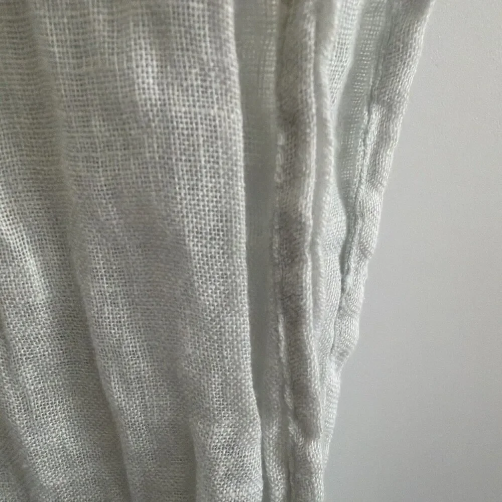 Bella Notte Linen Bed Scarf Bed Runner Whisper White Soft Pale Sage Green 24x84 - Picture 4 of 7